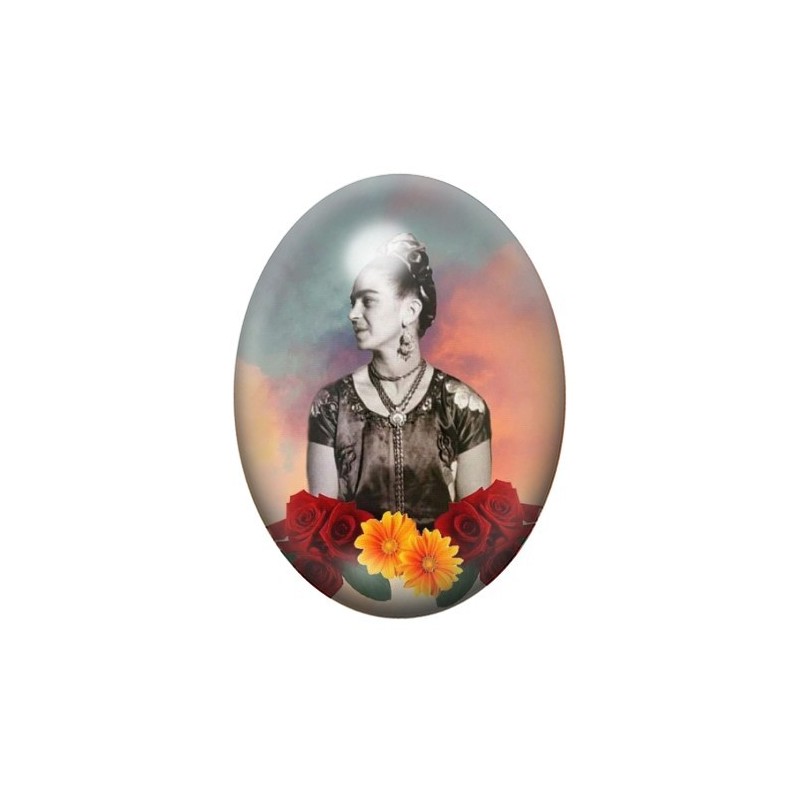 Cabochon en Verre Illustré Frida Khalo 13x18, 18x25 ou 30x40mm