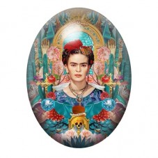 Cabochon en Verre Illustré Frida Khalo 13x18, 18x25 ou 30x40mm pour la création de bijoux fantaisie - DIY