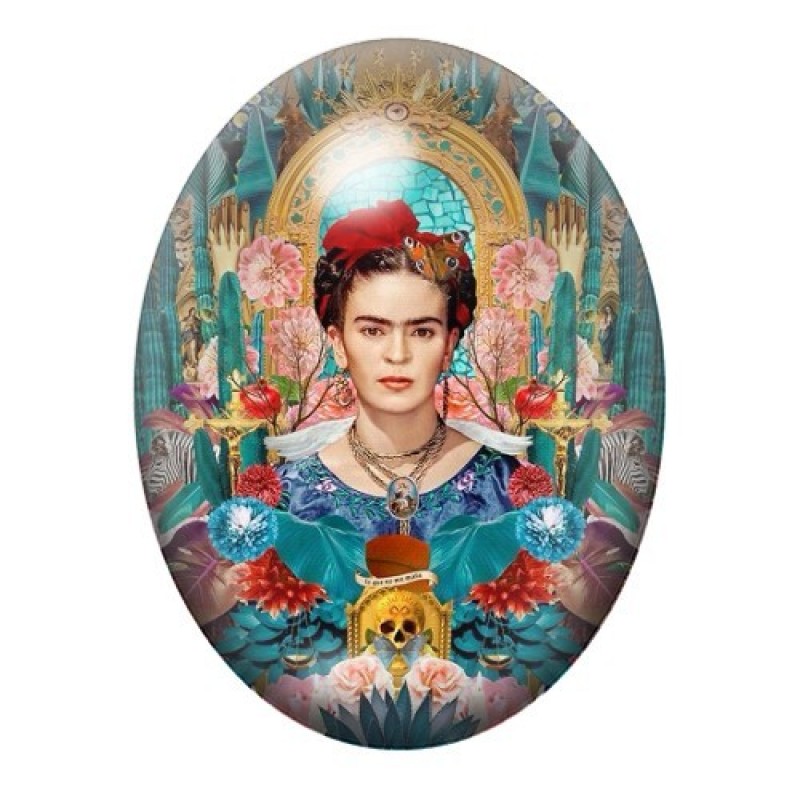 Cabochon en Verre Illustré Frida Khalo 13x18, 18x25 ou 30x40mm