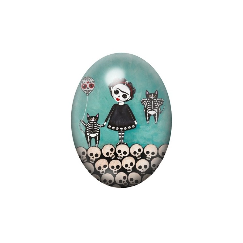 Cabochon en Verre Illustré Frida Khalo 13x18, 18x25 ou 30x40mm