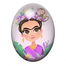 Cabochon en Verre Illustré Frida Khalo 13x18, 18x25 ou 30x40mm pour la création de bijoux fantaisie - DIY