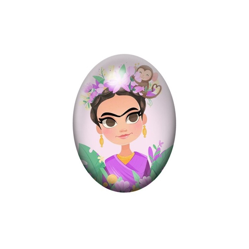 Cabochon en Verre Illustré Frida Khalo 13x18, 18x25 ou 30x40mm