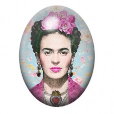 Cabochon en Verre Illustré Frida Khalo 13x18, 18x25 ou 30x40mm pour la création de bijoux fantaisie - DIY
