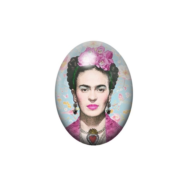 Cabochon en Verre Illustré Frida Khalo 13x18, 18x25 ou 30x40mm