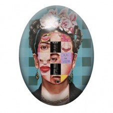 Cabochon en Verre Illustré Frida Kahlo au Portrait Fragmenté 13x18, 18x25 ou 30x40mm pour la création de bijoux fantaisie - DIY