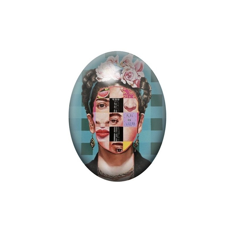 Cabochon en Verre Illustré Frida Khalo 13x18, 18x25 ou 30x40mm