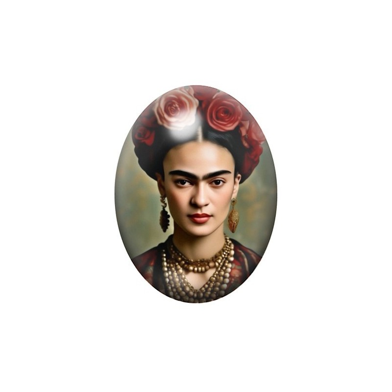Cabochon en Verre Illustré Frida Khalo 13x18, 18x25 ou 30x40mm