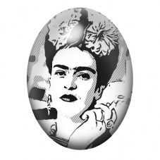 Cabochon en Verre Illustré Frida Kahlo en Portrait Bande Dessinée 13x18, 18x25 ou 30x40mm pour la création de bijoux fantaisie -