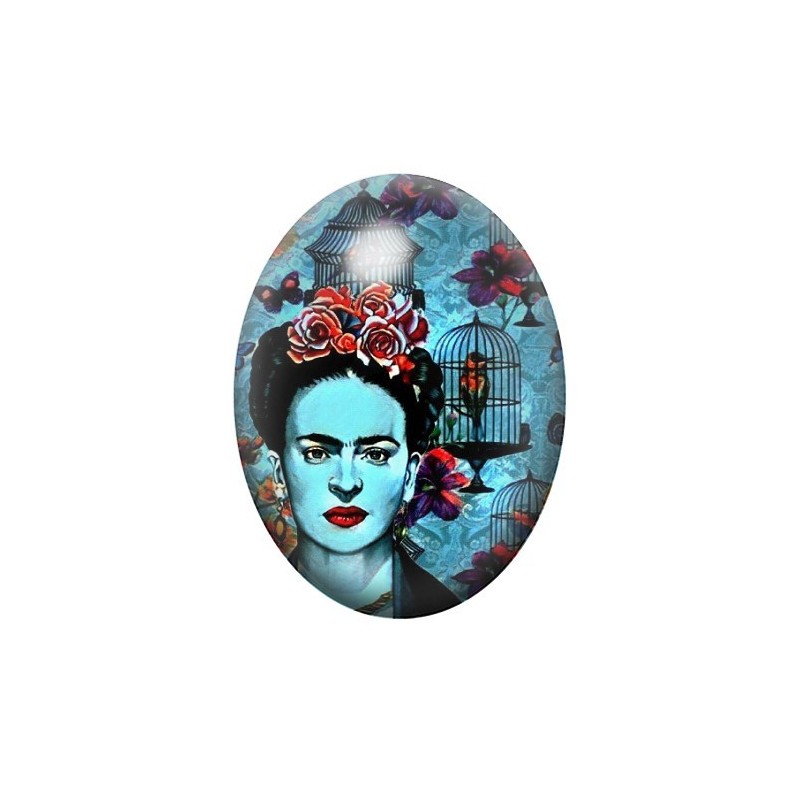 Cabochon en Verre Illustré Frida Khalo 13x18, 18x25 ou 30x40mm