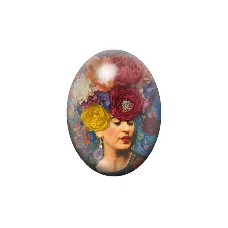 Cabochon en Verre Illustré Frida Khalo 13x18, 18x25 ou 30x40mm