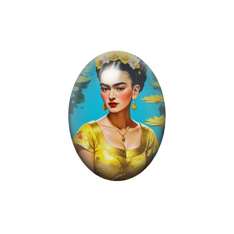 Cabochon en Verre Illustré Frida Khalo 13x18, 18x25 ou 30x40mm