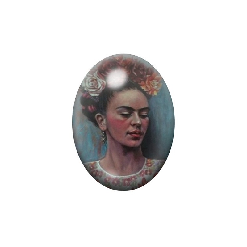 Cabochon en Verre Illustré Frida Khalo 13x18, 18x25 ou 30x40mm