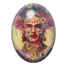 Cabochon en Verre Illustré Frida Kahlo au Collage Peint et Typographique 13x18, 18x25 ou 30x40mm pour la création de bijoux fant
