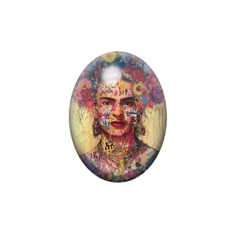 Cabochon en Verre Illustré Frida Khalo 13x18, 18x25 ou 30x40mm