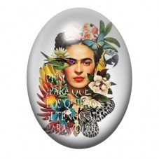 Cabochon en Verre Illustré Frida Kahlo aux Fleurs et Papillon Noir 13x18, 18x25 ou 30x40mm pour la création de bijoux fantaisie 