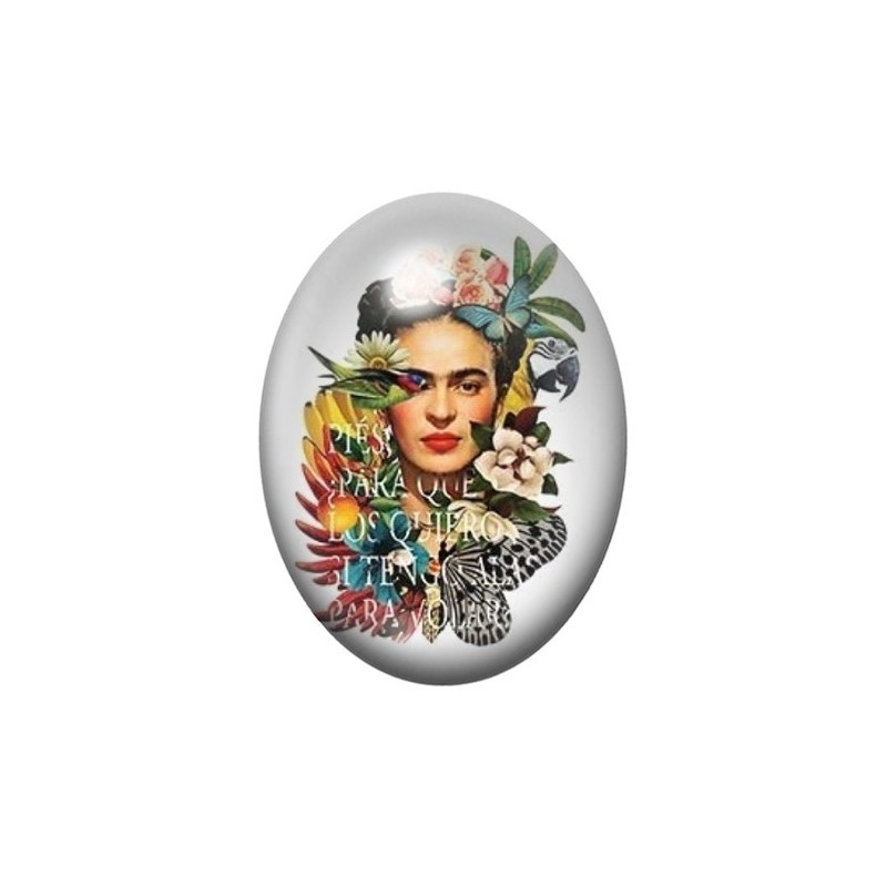 Cabochon en Verre Illustré Frida Khalo 13x18, 18x25 ou 30x40mm
