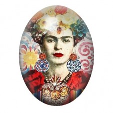 Cabochon en Verre Illustré Frida Khalo 13x18, 18x25 ou 30x40mm pour la création de bijoux fantaisie - DIY