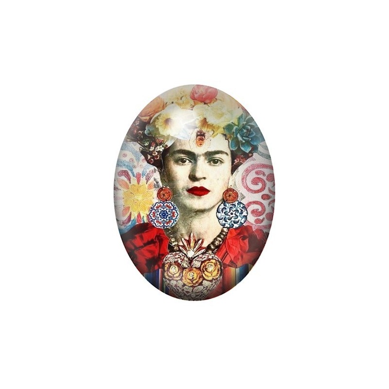 Cabochon en Verre Illustré Frida Khalo 13x18, 18x25 ou 30x40mm
