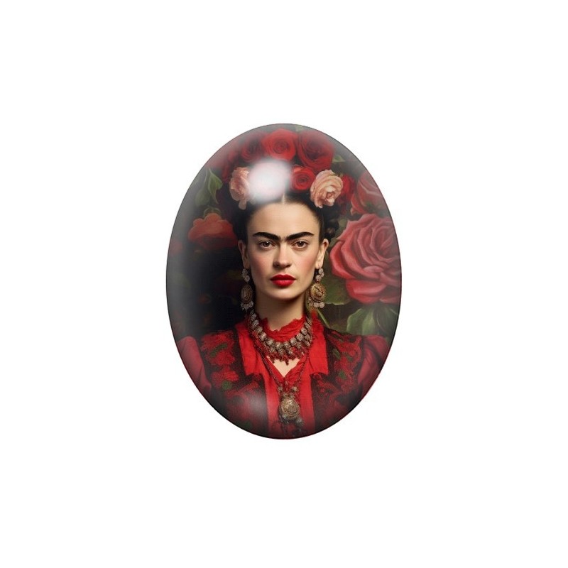 Cabochon en Verre Illustré Frida Khalo 13x18, 18x25 ou 30x40mm