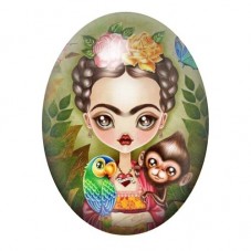 Cabochon en Verre Illustré Frida Khalo 13x18, 18x25 ou 30x40mm pour la création de bijoux fantaisie - DIY