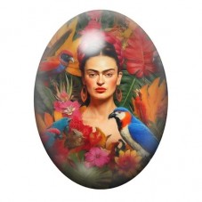 Cabochon en Verre Illustré Frida Khalo 13x18, 18x25 ou 30x40mm pour la création de bijoux fantaisie - DIY