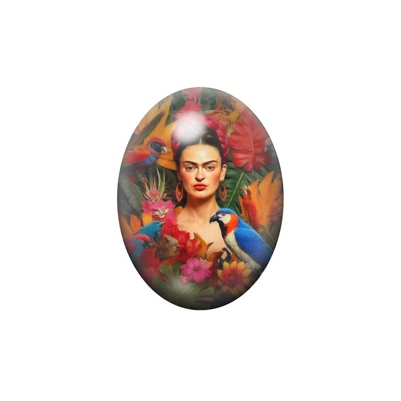 Cabochon en Verre Illustré Frida Khalo 13x18, 18x25 ou 30x40mm
