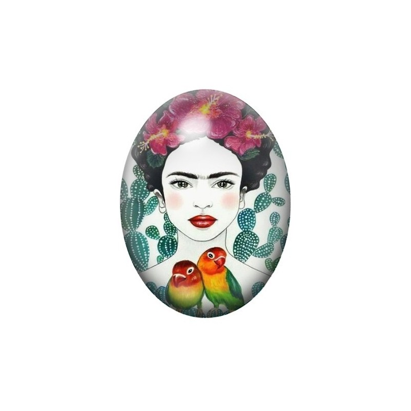 Cabochon en Verre Illustré Frida Khalo 13x18, 18x25 ou 30x40mm