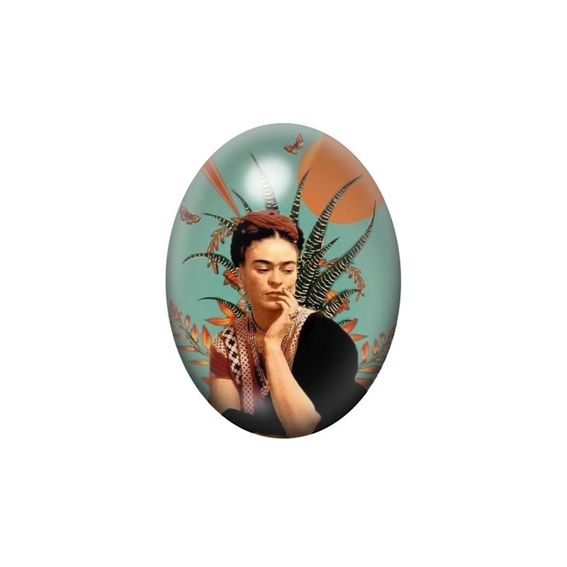 Cabochon en Verre Illustré Frida Khalo 13x18, 18x25 ou 30x40mm