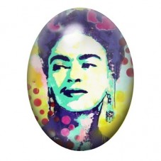 Cabochon en Verre Illustré Frida Khalo 13x18, 18x25 ou 30x40mm pour la création de bijoux fantaisie - DIY