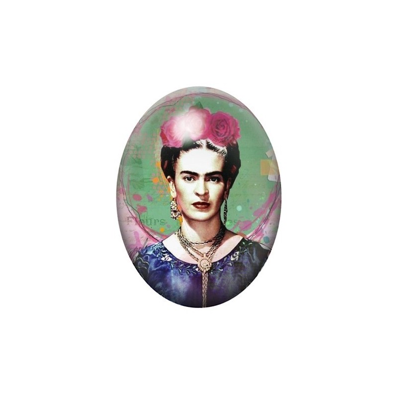 Cabochon en Verre Illustré Frida Khalo 13x18, 18x25 ou 30x40mm