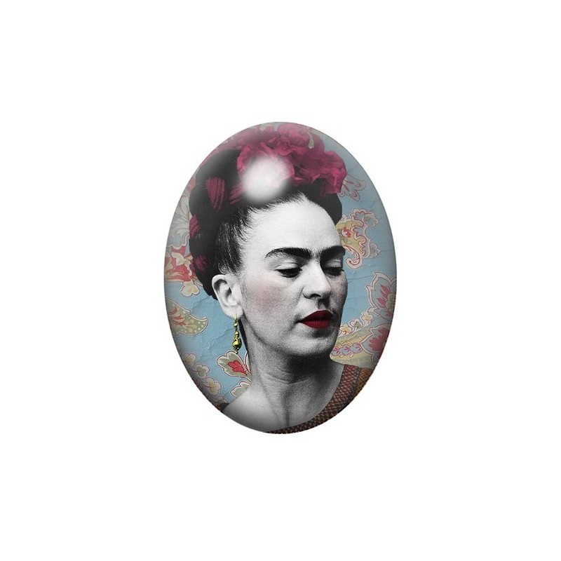 Cabochon en Verre Illustré Frida Khalo 13x18, 18x25 ou 30x40mm