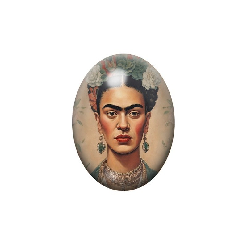 Cabochon en Verre Illustré Frida Khalo 13x18, 18x25 ou 30x40mm