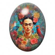 Cabochon en Verre Illustré Frida Khalo 13x18, 18x25 ou 30x40mm pour la création de bijoux fantaisie - DIY