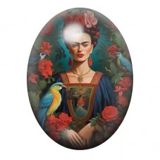 Cabochon en Verre Illustré Frida Khalo 13x18, 18x25 ou 30x40mm pour la création de bijoux fantaisie - DIY