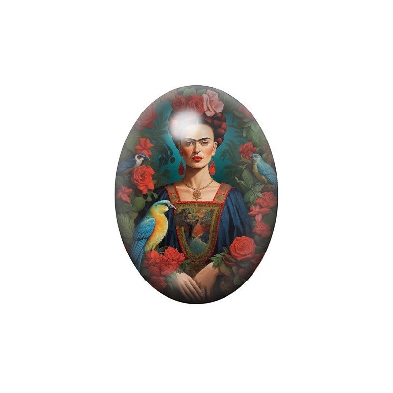 Cabochon en Verre Illustré Frida Khalo 13x18, 18x25 ou 30x40mm