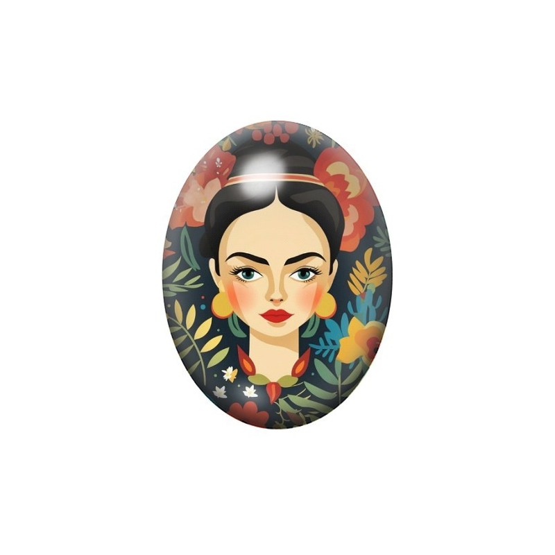 Cabochon en Verre Illustré Frida Khalo 13x18, 18x25 ou 30x40mm