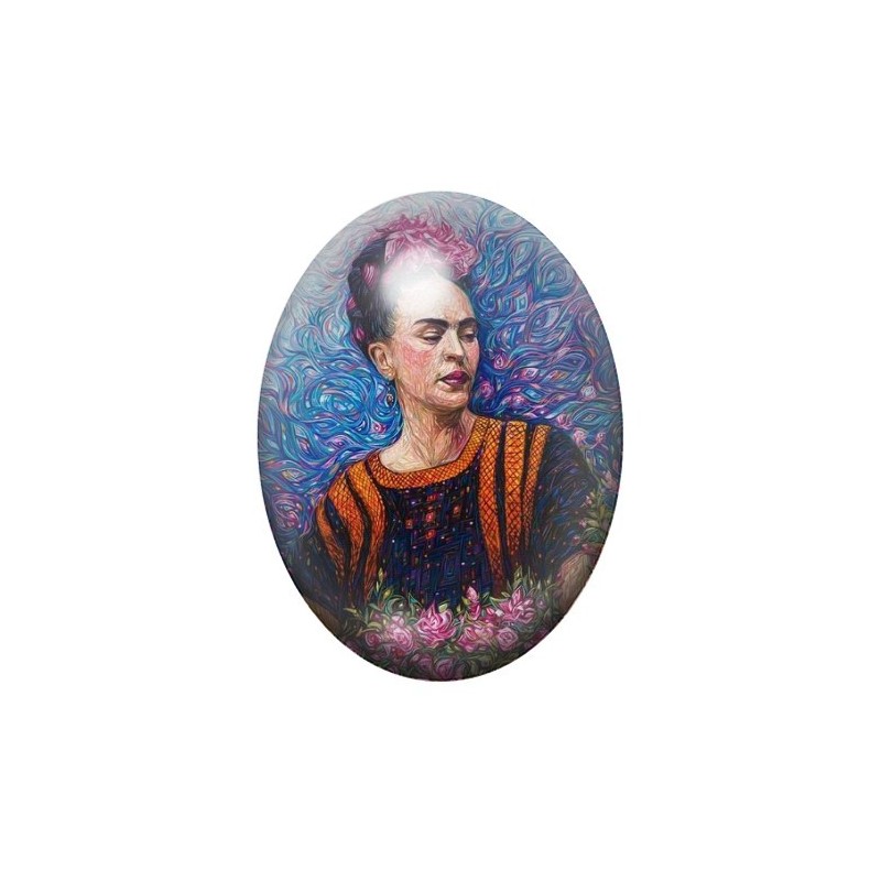 Cabochon en Verre Illustré Frida Khalo 13x18, 18x25 ou 30x40mm
