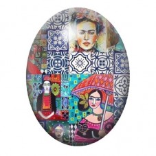 Cabochon en Verre Illustré Frida Khalo 13x18, 18x25 ou 30x40mm pour la création de bijoux fantaisie - DIY