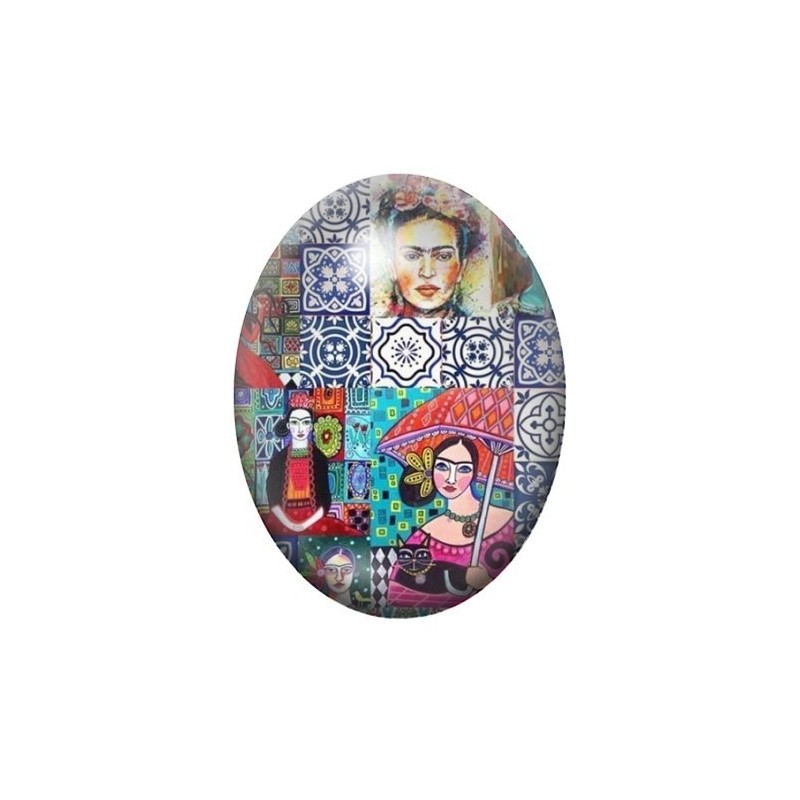 Cabochon en Verre Illustré Frida Khalo 13x18, 18x25 ou 30x40mm