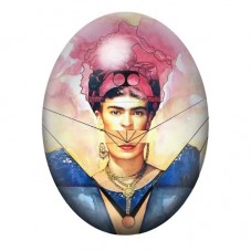 Cabochon en Verre Illustré Frida Khalo 13x18, 18x25 ou 30x40mm pour la création de bijoux fantaisie - DIY