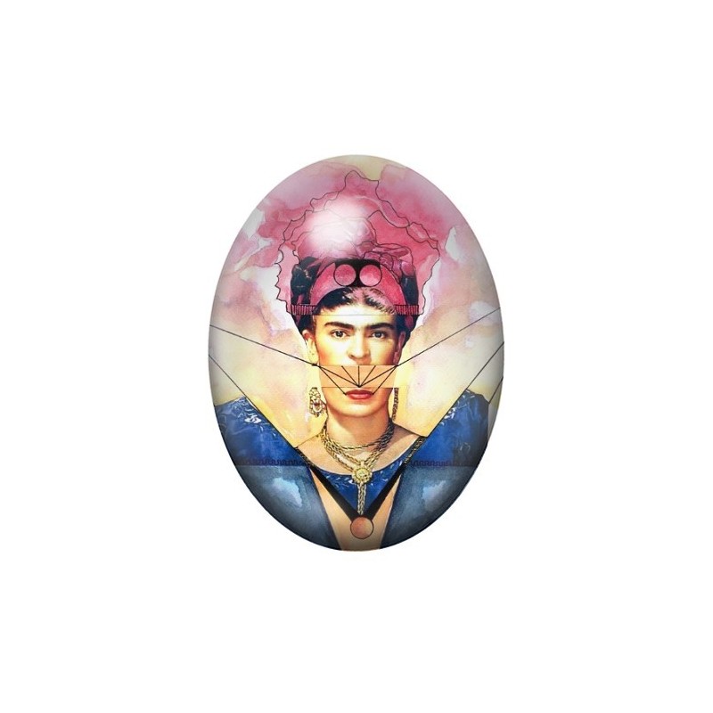 Cabochon en Verre Illustré Frida Khalo 13x18, 18x25 ou 30x40mm