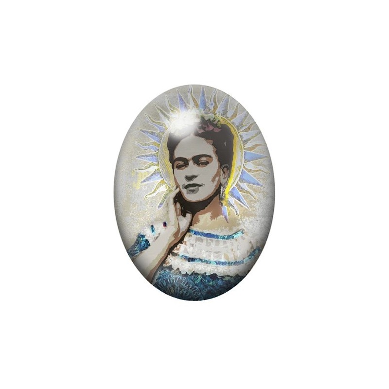 Cabochon en Verre Illustré Frida Khalo 13x18, 18x25 ou 30x40mm