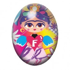 Cabochon en Verre Illustré Frida Kahlo Kawaii au Cœur Ailé 13x18, 18x25 ou 30x40mm pour la création de bijoux fantaisie - DIY