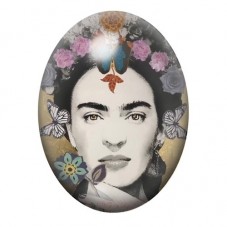Cabochon en Verre Illustré Frida Kahlo au Papillon sur le Nez 13x18, 18x25 ou 30x40mm pour la création de bijoux fantaisie - DIY
