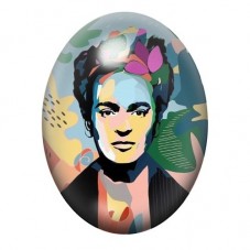 Cabochon en Verre Illustré Frida Khalo 13x18, 18x25 ou 30x40mm pour la création de bijoux fantaisie - DIY