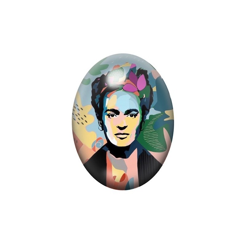 Cabochon en Verre Illustré Frida Khalo 13x18, 18x25 ou 30x40mm