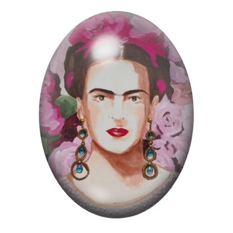 Cabochon en Verre Illustré Frida Khalo 13x18, 18x25 ou 30x40mm