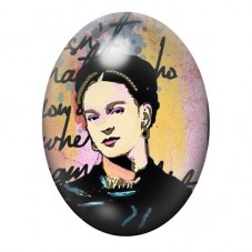 Cabochon en Verre Illustré Frida Kahlo Illustrée sur Fond Typographique 13x18, 18x25 ou 30x40mm pour la création de bijoux fanta