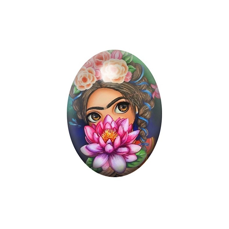 Cabochon en Verre Illustré Frida Khalo 13x18, 18x25 ou 30x40mm