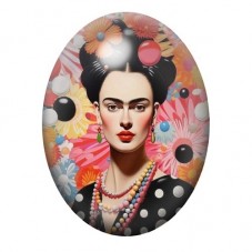 Cabochon en Verre Illustré Frida Khalo 13x18, 18x25 ou 30x40mm pour la création de bijoux fantaisie - DIY